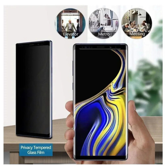 2 Pack Galaxy Note 9 Screen Protector Privacy‎ Tempered Glass 3D Curved Edge 9H - Picture 7 of 9